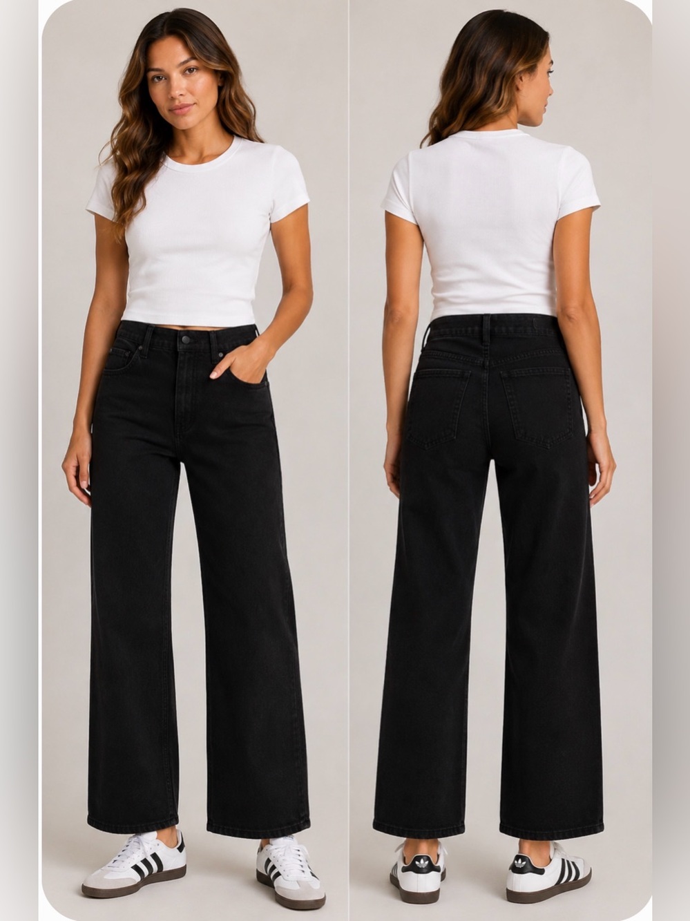 OAT New York Cloud Luxe High Rise Wide Leg Black Jeans Size 8/29 Button Fly